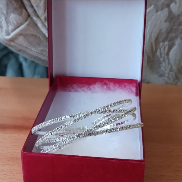 Silver Rhinestone Cuff Bracelet - Picture 5 of 10